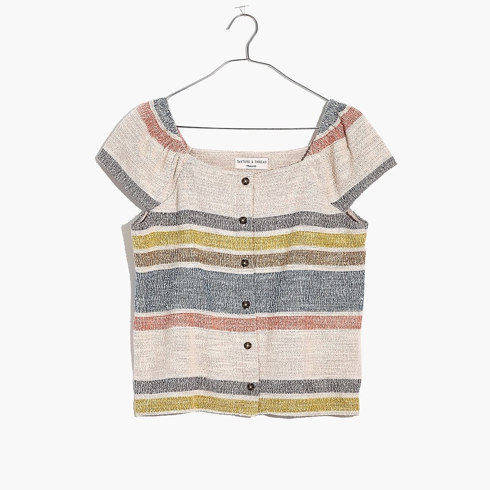 Madewell Texture & Thread Button-Front Top in Stripe - Medium